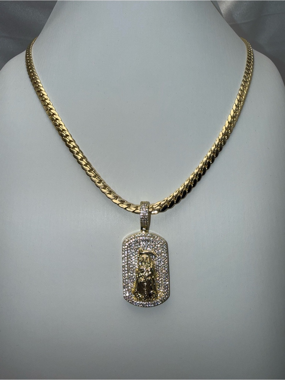 24 Inch 18K Gold Dipped Grim Reaper Snake Cuban Necklace Combo Set AAACZ